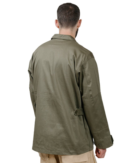 Sassafras Overgrown Fatigue Jacket Military Satin Olive model back