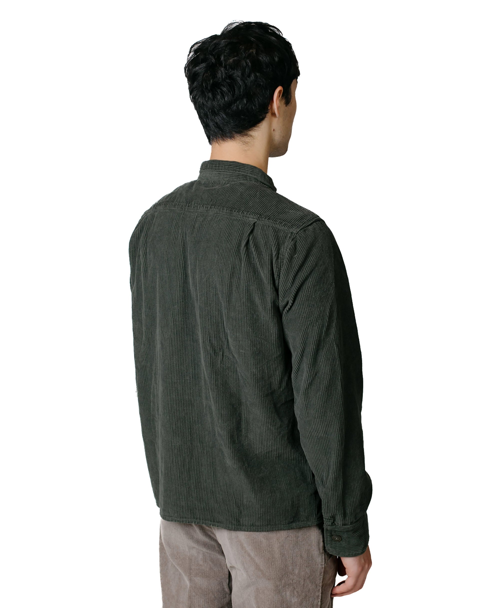 Save Khaki United Wide Wale Cord Camp Shirt Basil model back