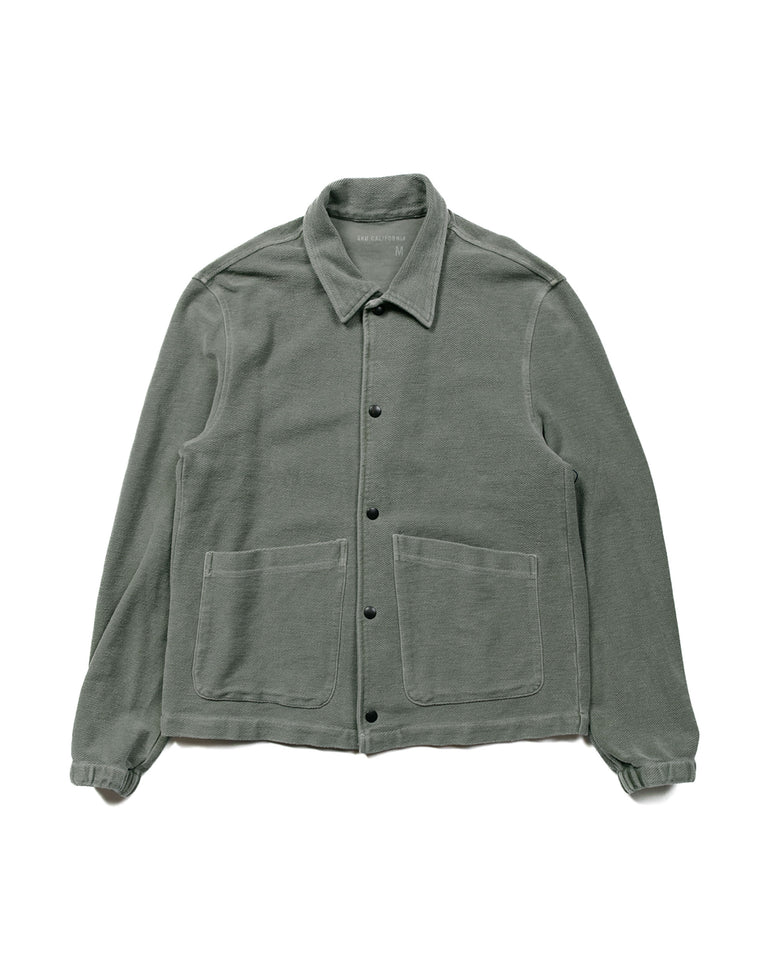 Save Khaki United American Twill Back Terry Snap Front Jacket Olive