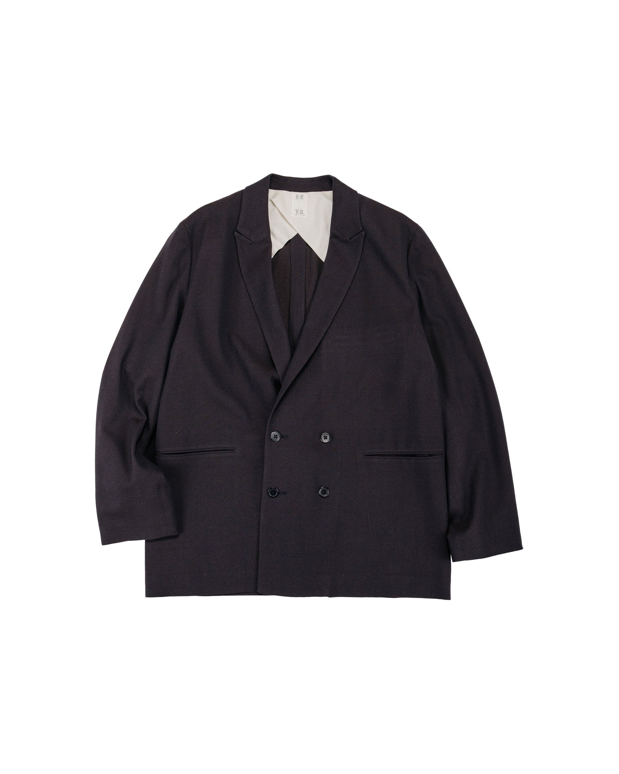 seya. Travel Tailored Jacket/Summer Herringbone Mud Indigo