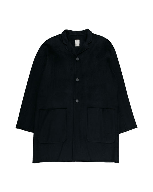 Seya. Double Face Half Coat / Silk Blended Merino Wool Black