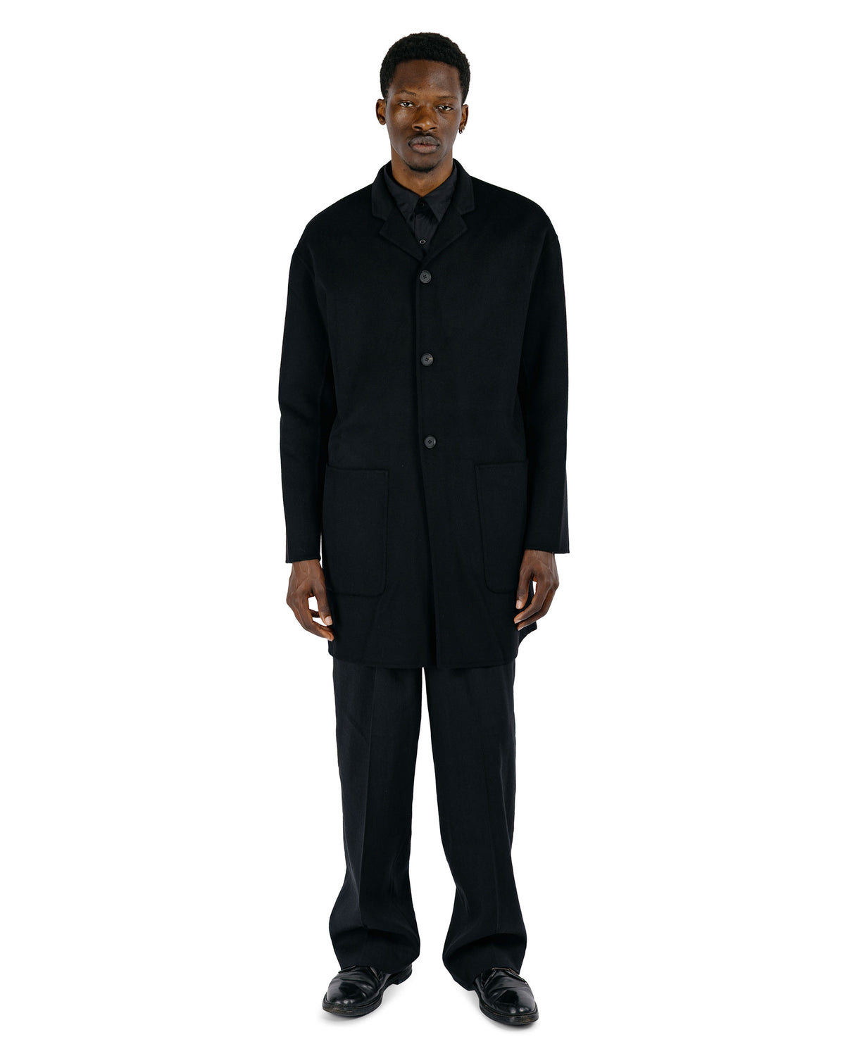 Seya. Double Face Half Coat / Silk Blended Merino Wool Black