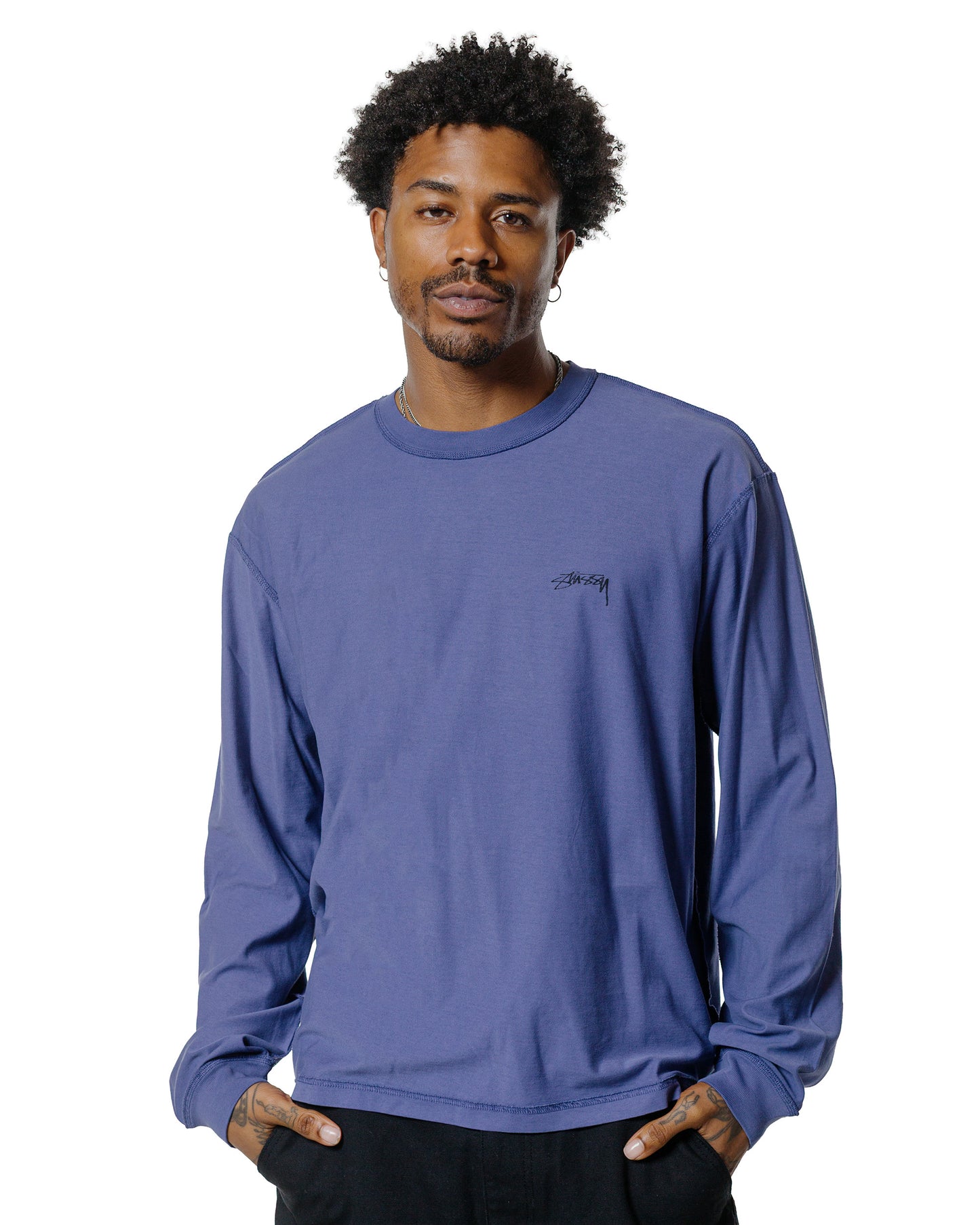 Stüssy Lazy LS Tee Vintage Navy