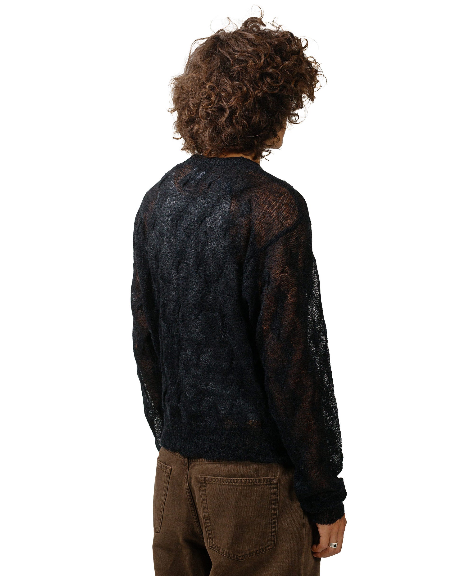 Stüssy Loose Knit Cross Cable Black model back