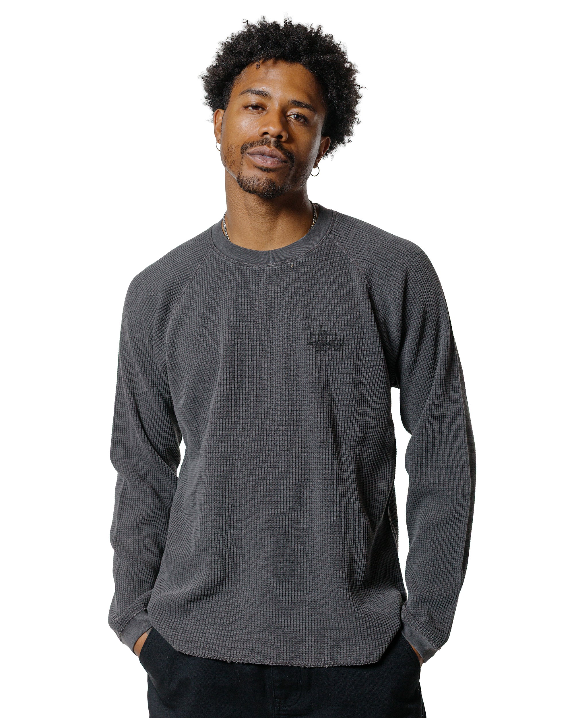 STUSSY BASIC THERMAL BLACK サーマル ブラック S Stussy Basic Stock Long Sleeved Thermal, washed black – Norwood