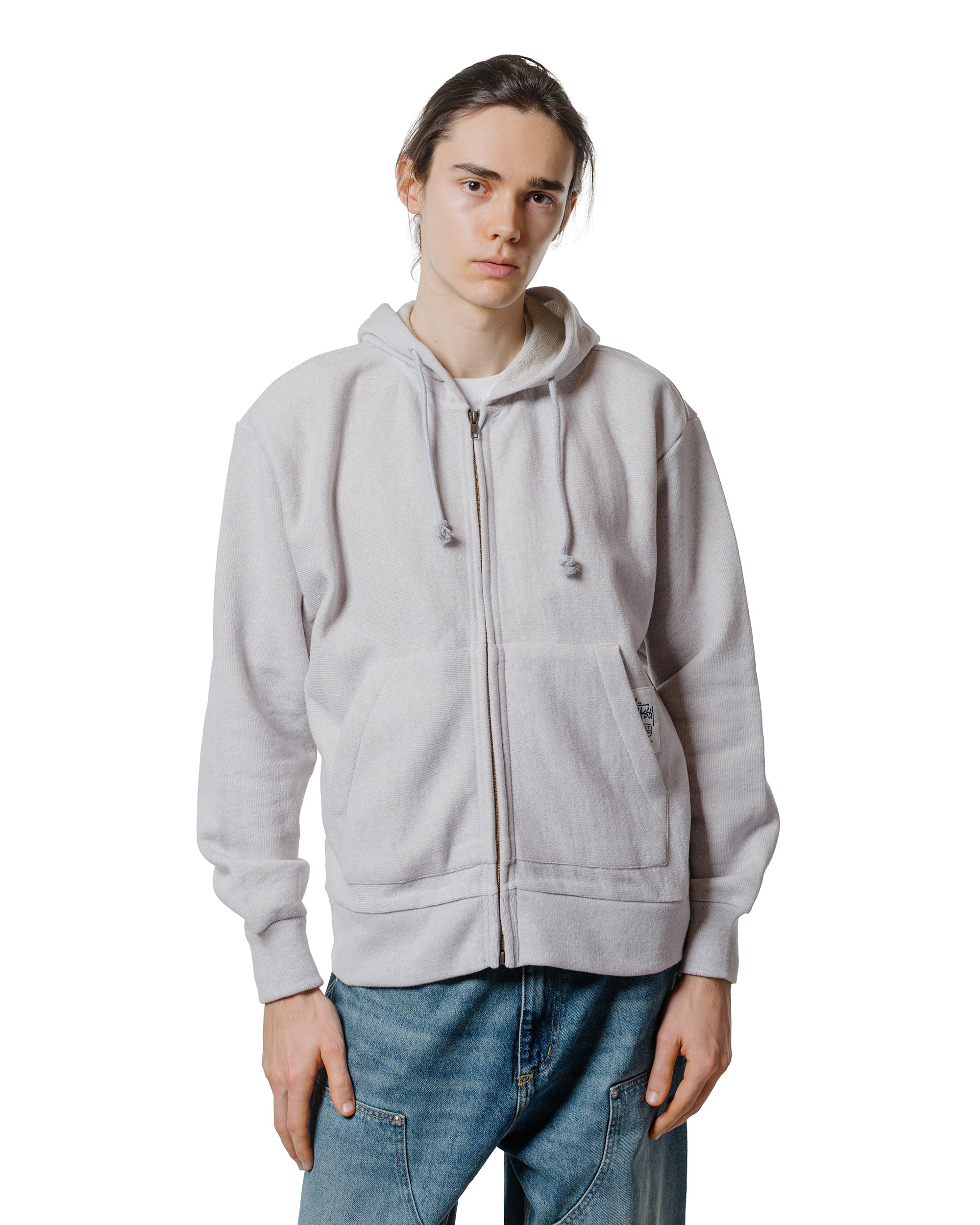 Stüssy ブラス ジップ ニット フーディー アッシュヘザー