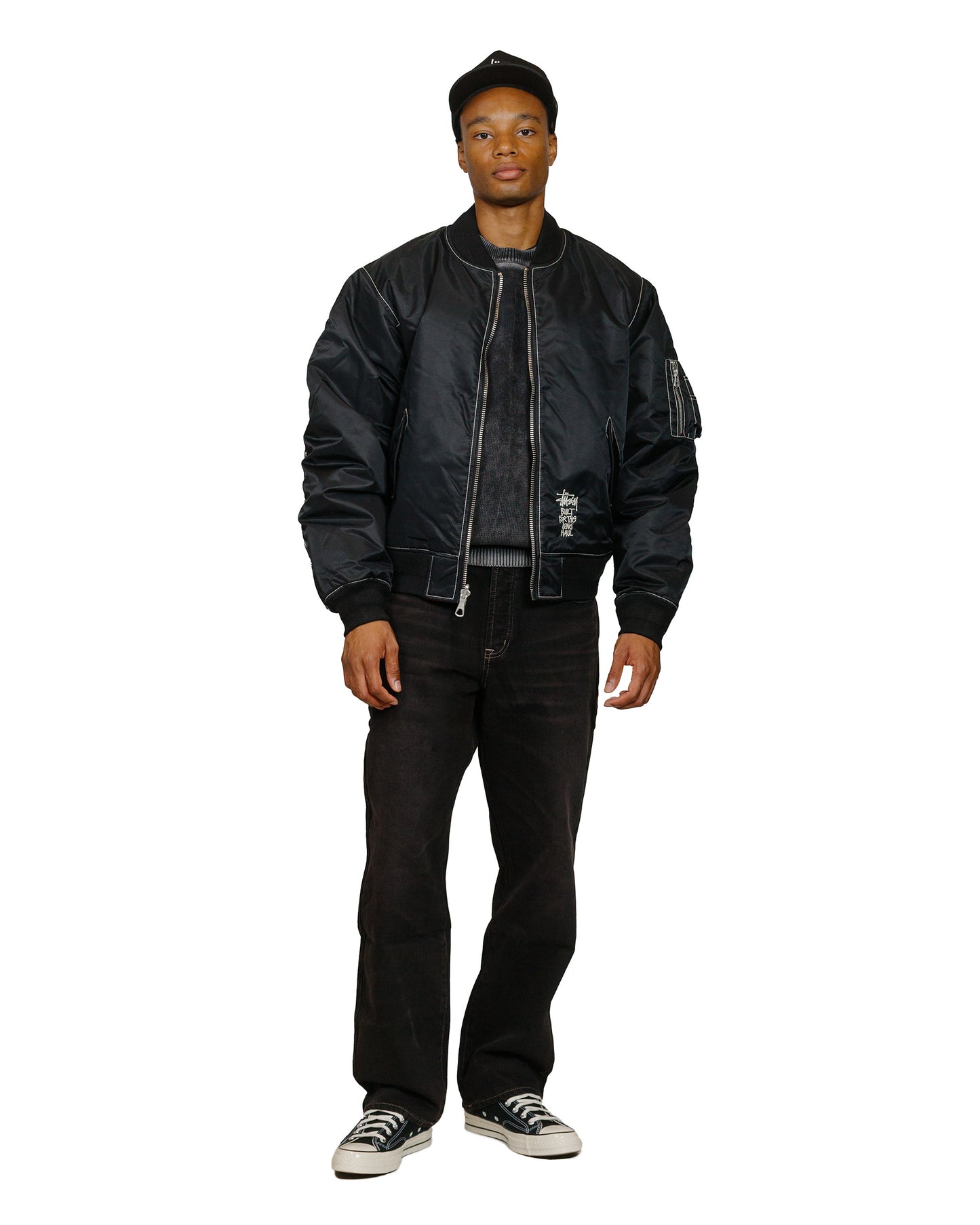 Stüssy Built Bomber Jacket Black model full