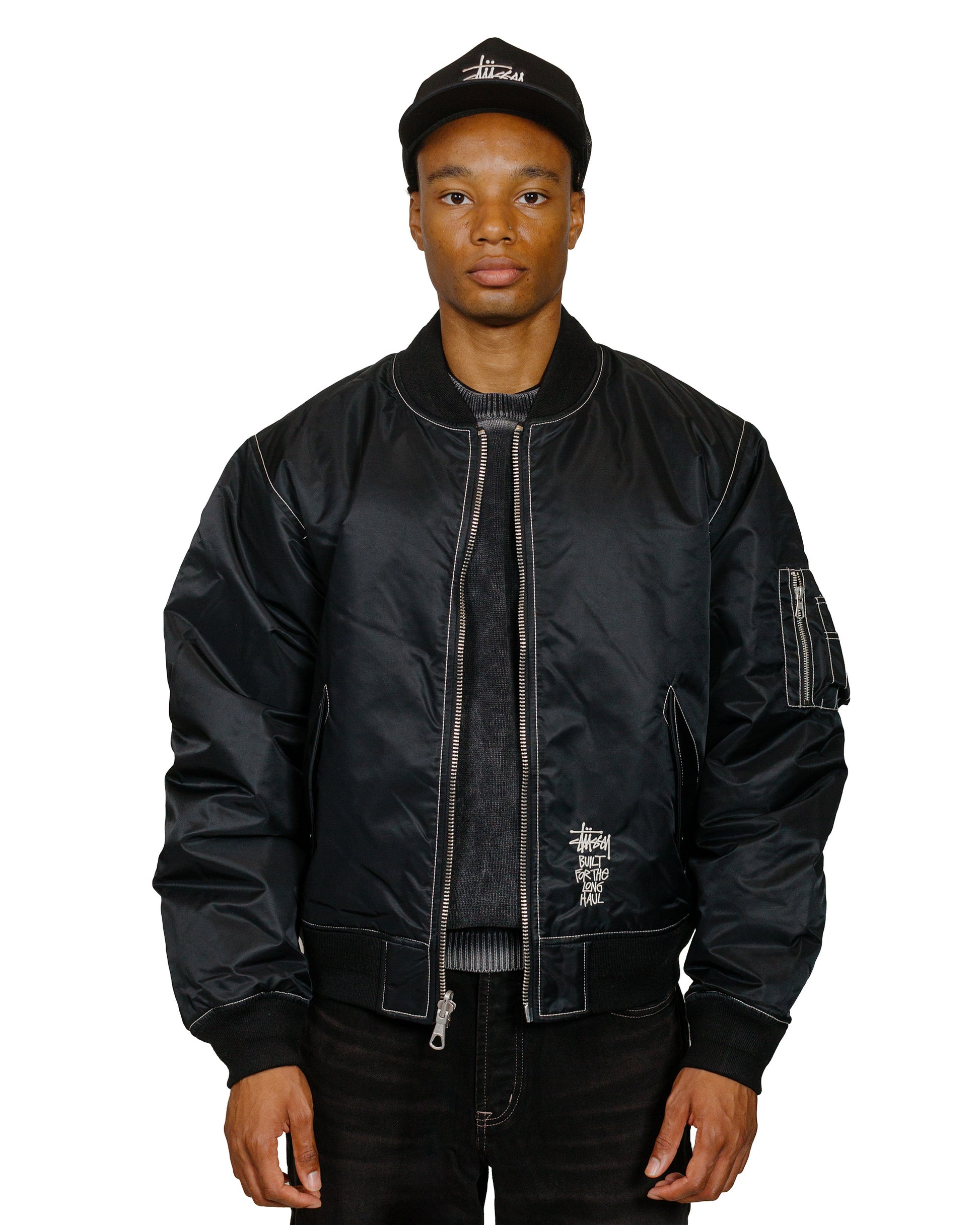 Stüssy Built Bomber Jacket Black model front 