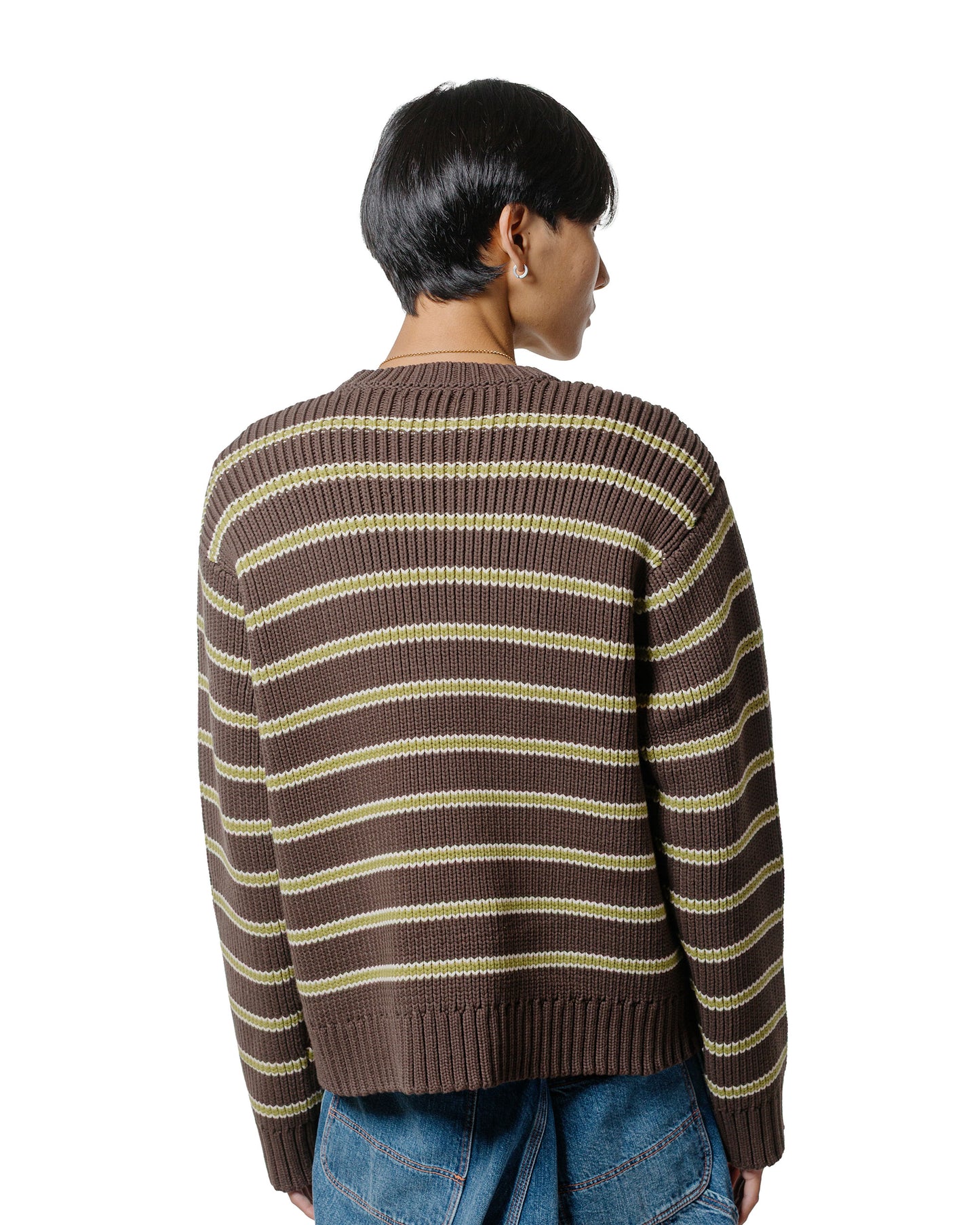 Stüssy Chunky Cotton Stripe Sweater Forest