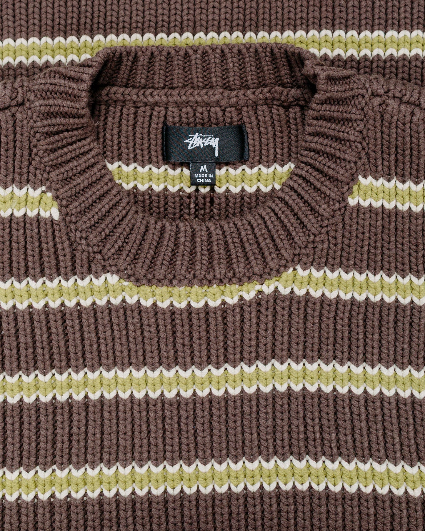Stüssy Chunky Cotton Stripe Sweater Forest