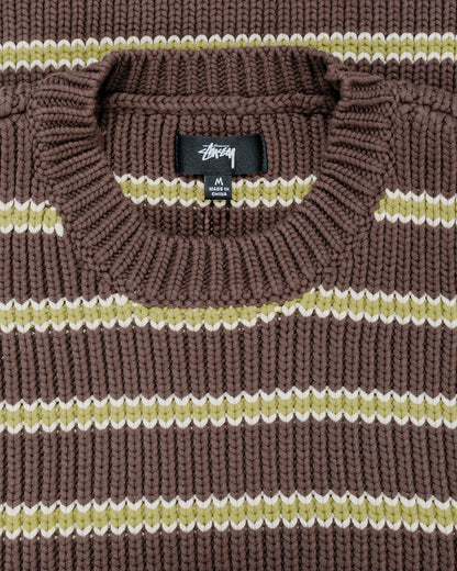 Stüssy Chunky Cotton Stripe Sweater Forest