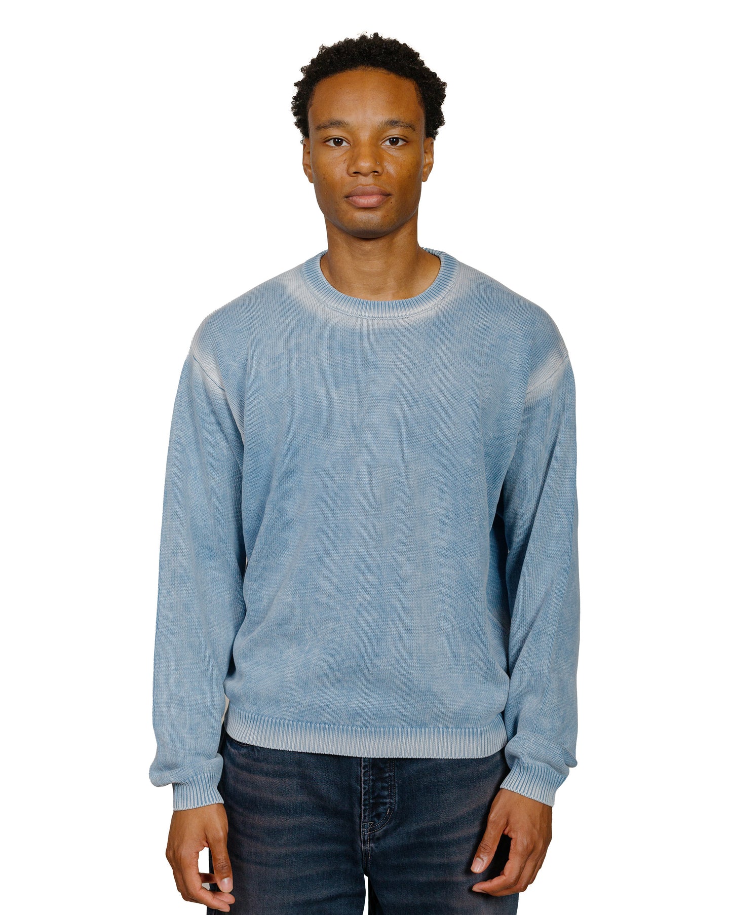 Stüssy Faded Cotton Crew Blue model front 