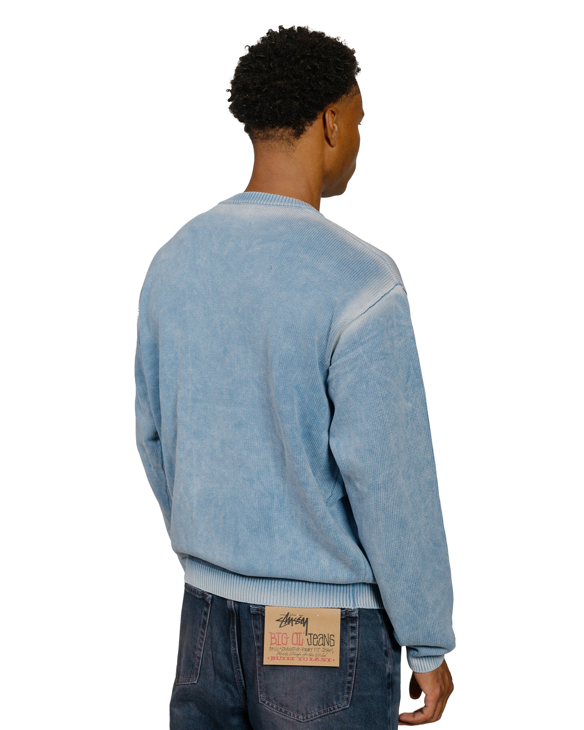 Stüssy Faded Cotton Crew Blue model back