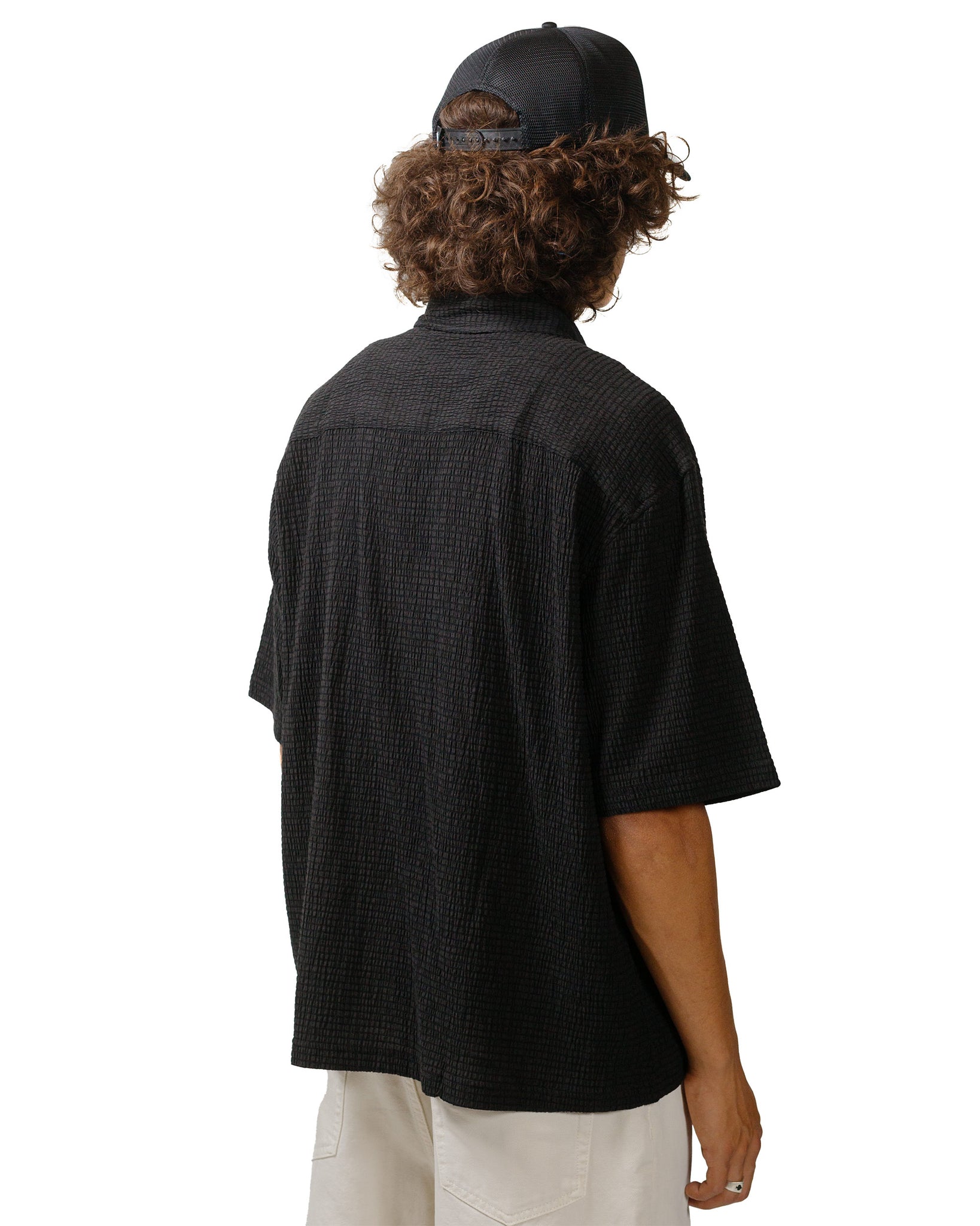 Stüssy Flat Bottom Crinkled Shirt Black model back