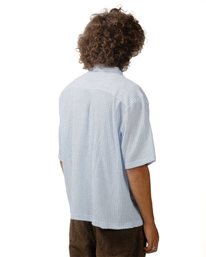 Stüssy Flat Bottom Crinkled Shirt Blue Check model back