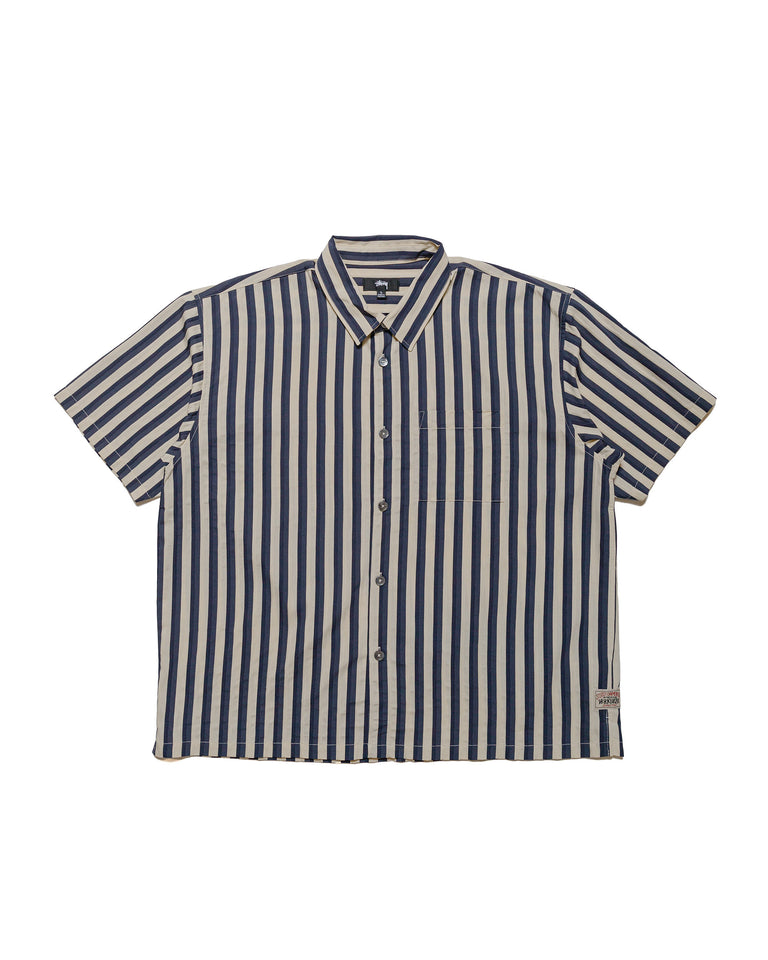 Stüssy Flat Bottom Stripe Shirt Navy