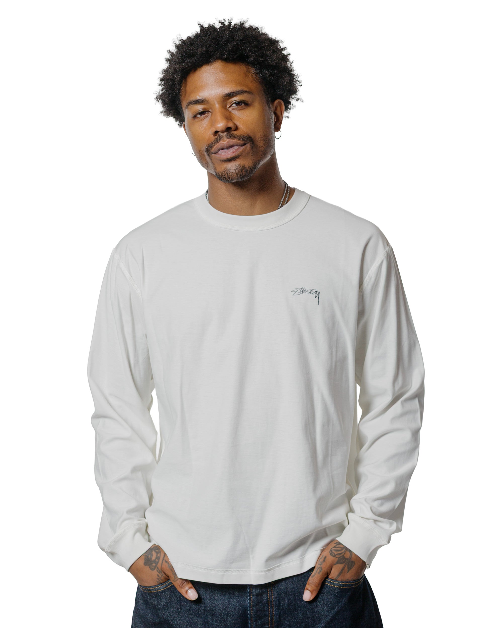 Stüssy Lazy LS Tee White