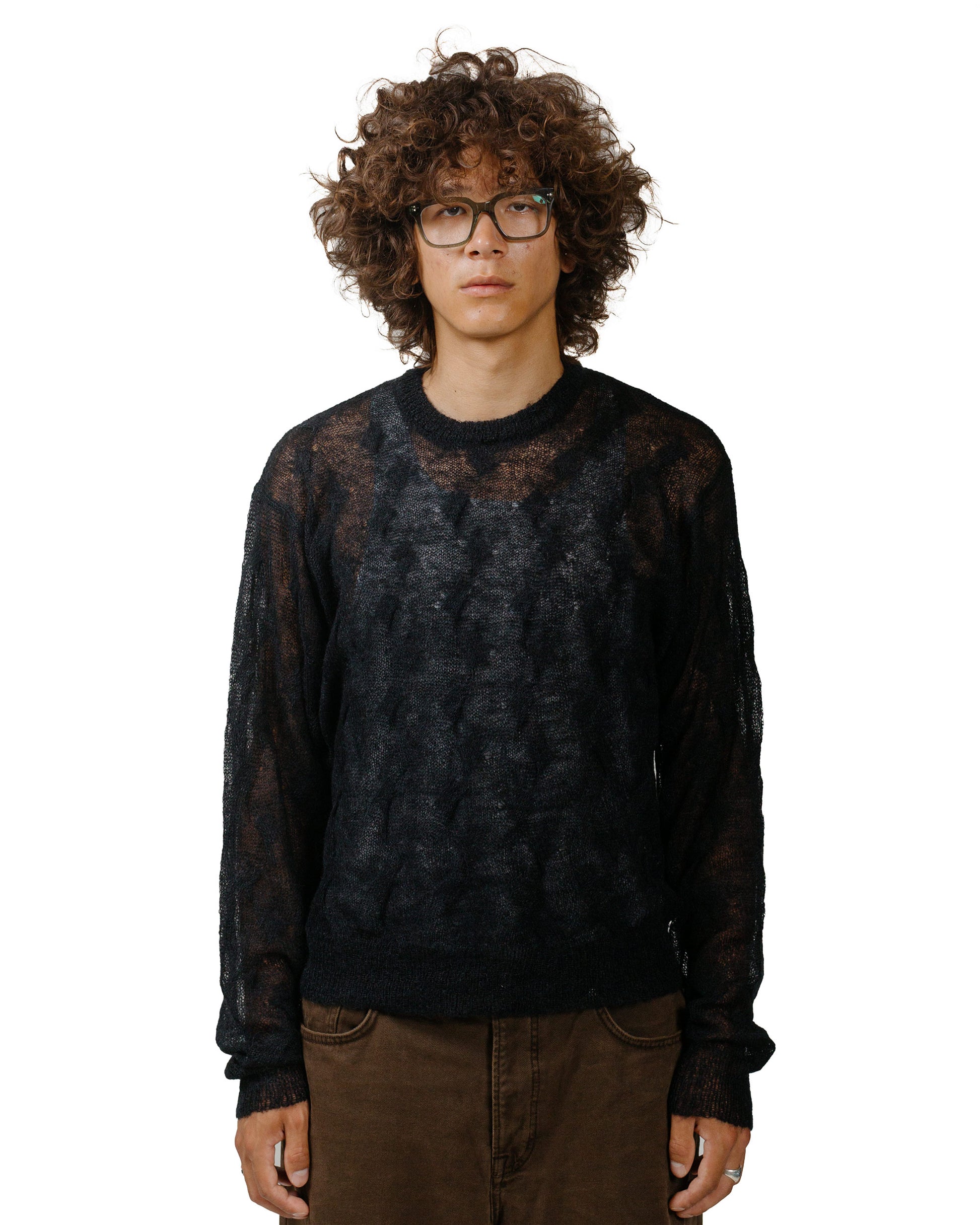 Stüssy Loose Knit Cross Cable Black model front