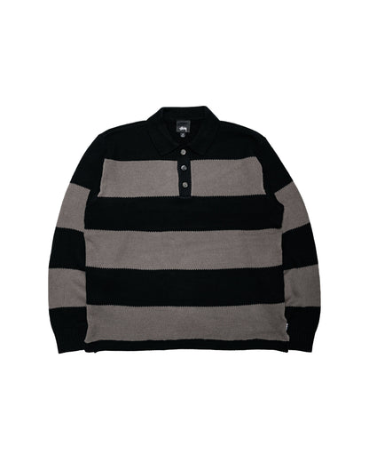 Stüssy Pique Knit Stripe Rugby Black