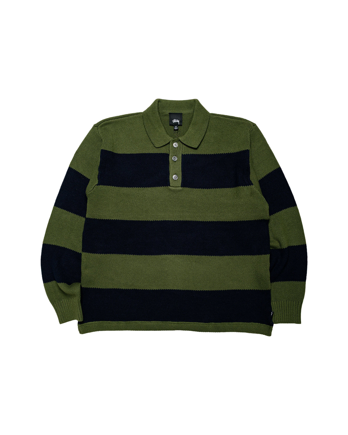 Stüssy Pique Knit Stripe Rugby Olive