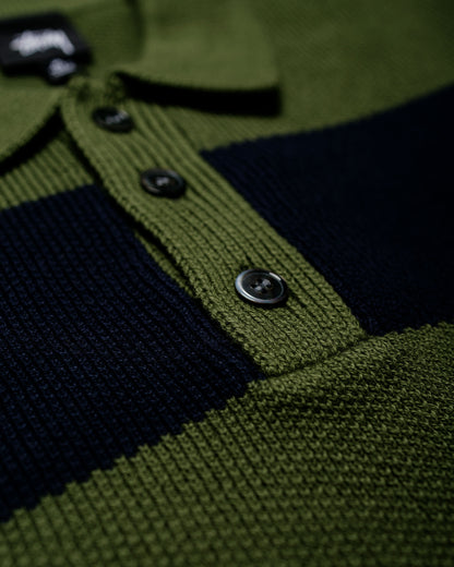 Stüssy Pique Knit Stripe Rugby Olive