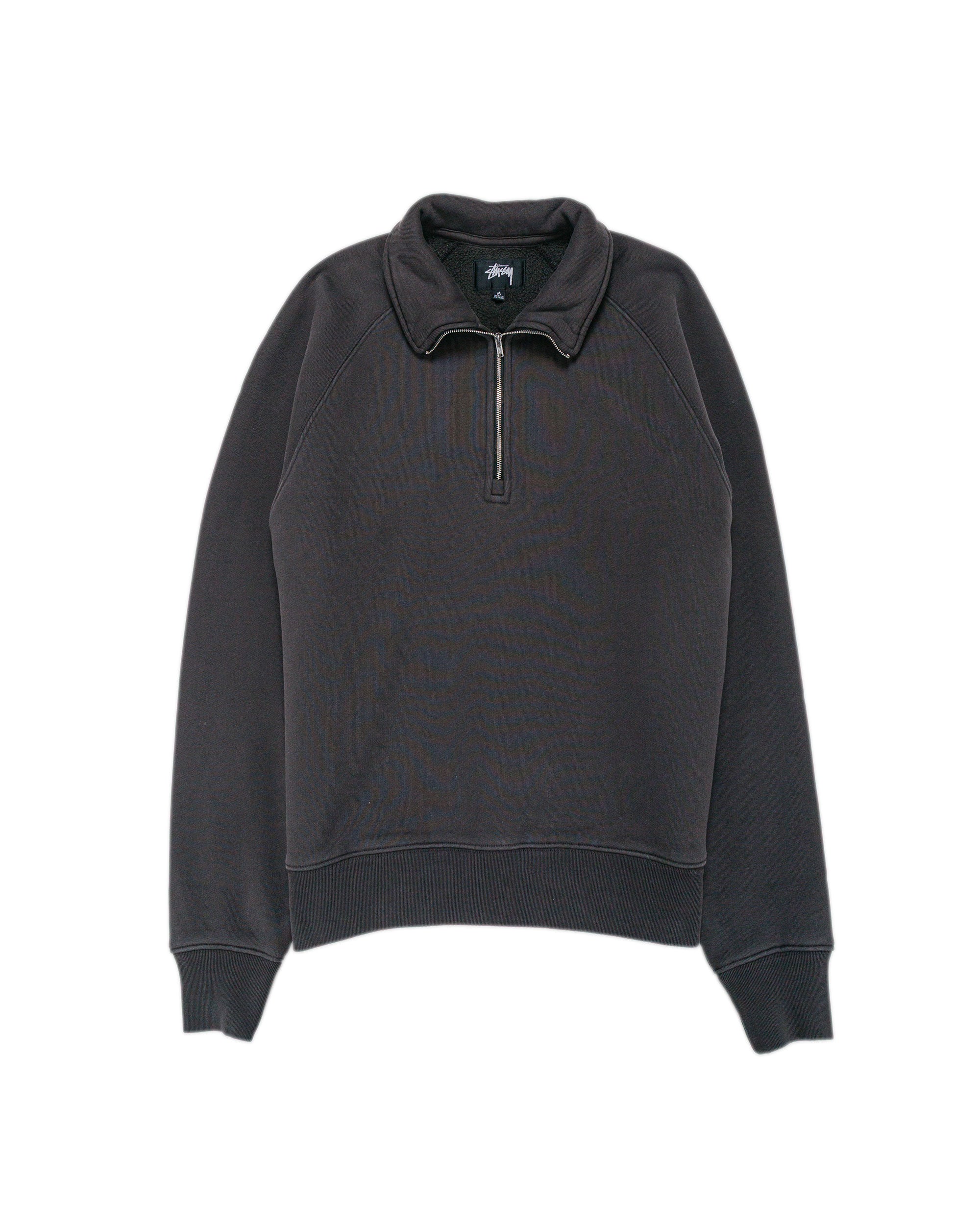 StussyRelaxedHalfZipWashedBlac