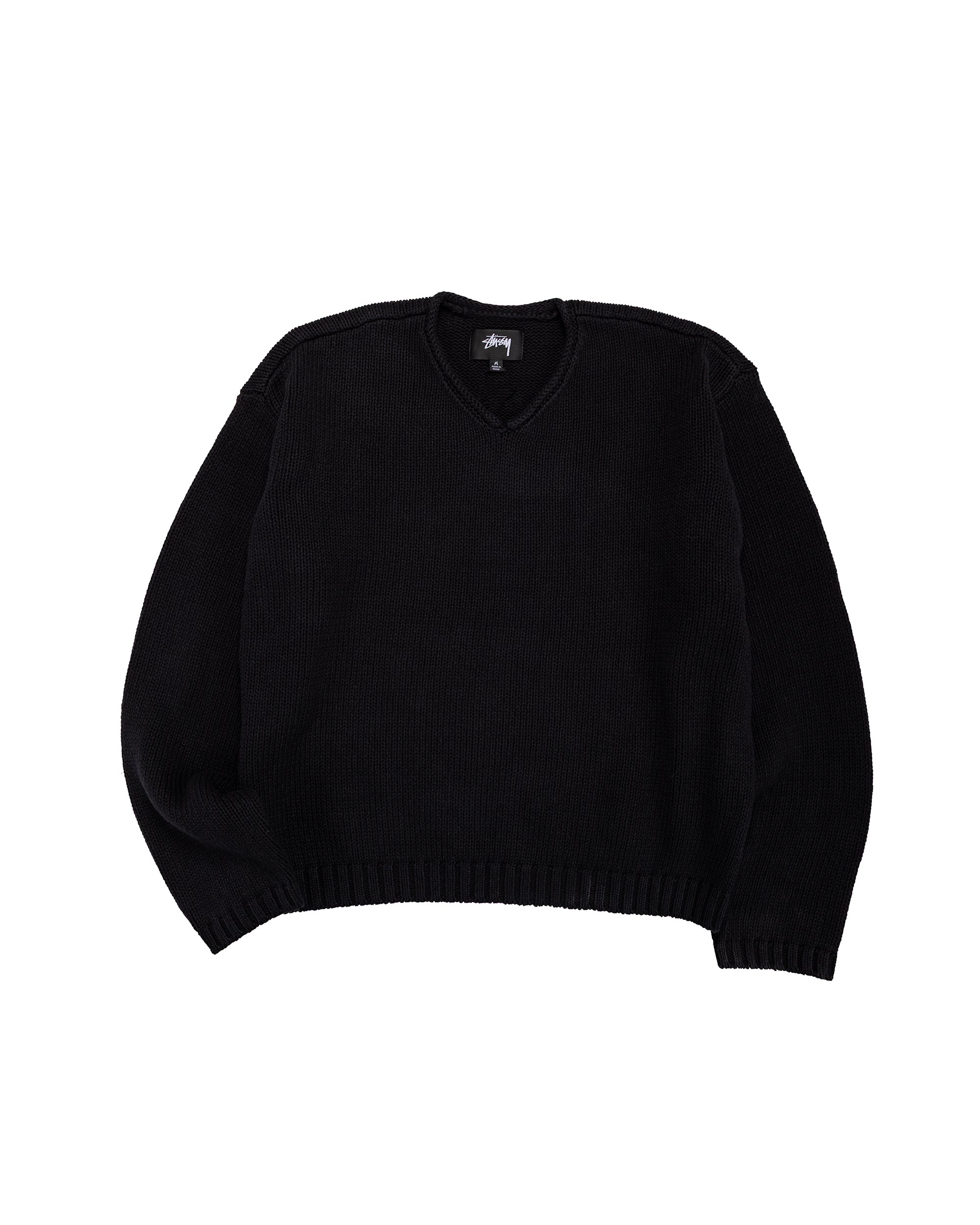 よ！Stussy V Neck Sweater black Stüssy Black V-Neck Sweater Stussy