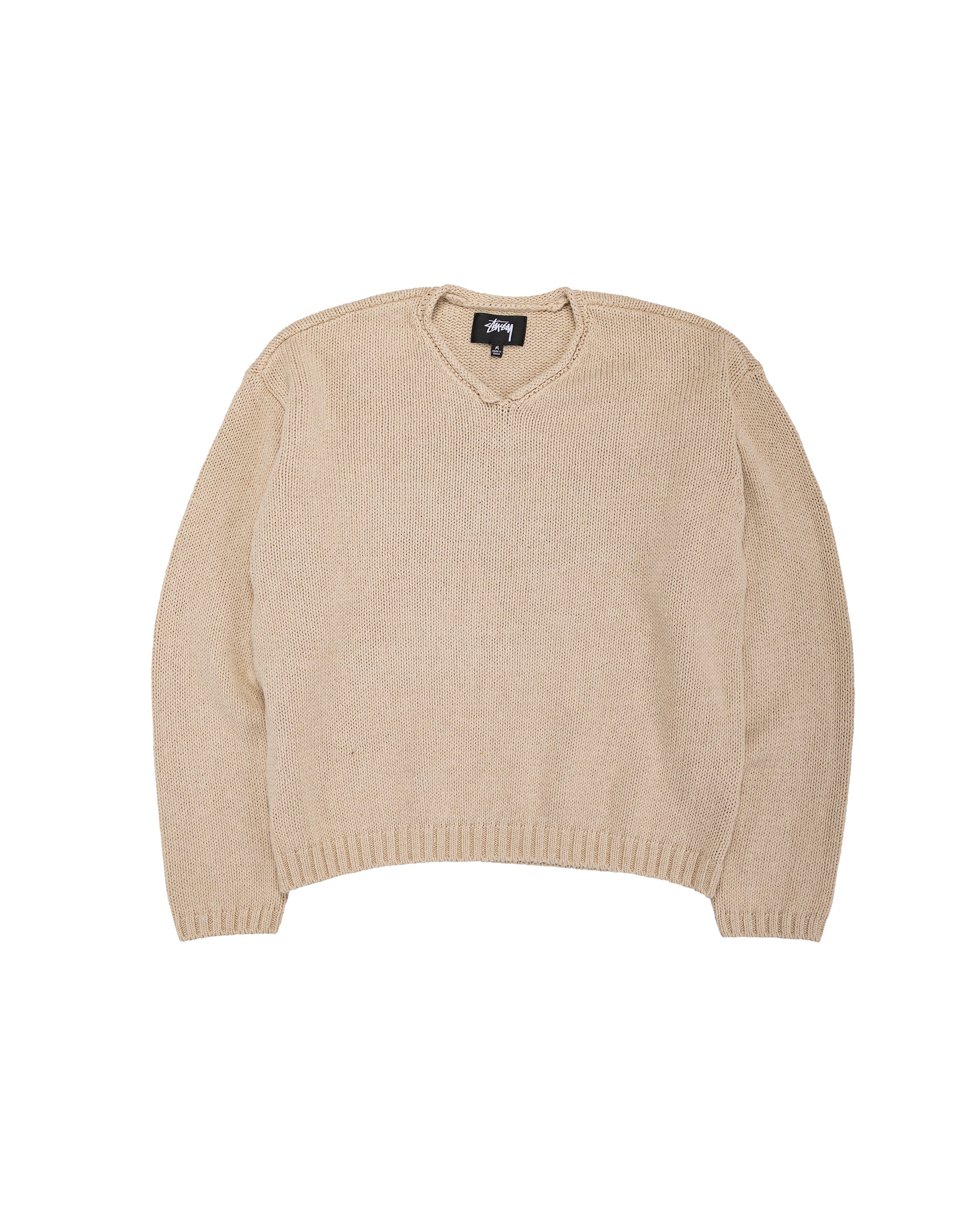 Stüssy Roll V Neck Sweater Oatmeal