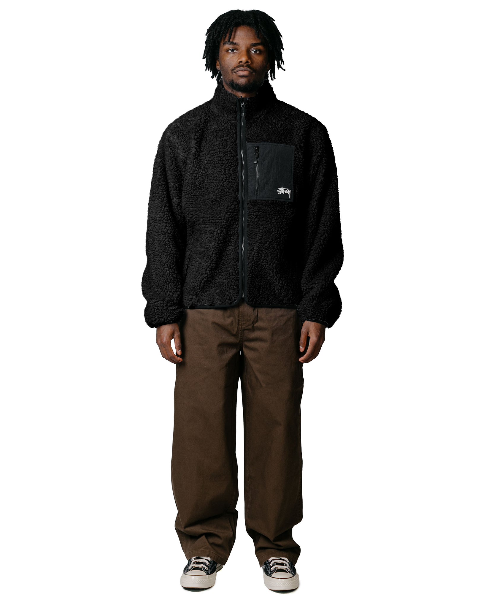 Stüssy Sherpa Reversible Jacket Black model full