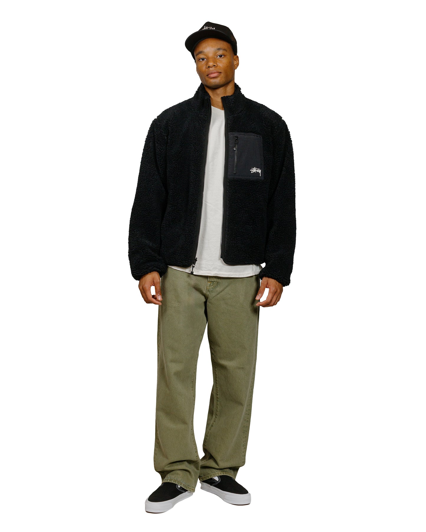 Stüssy Sherpa Reversible Jacket Black model full