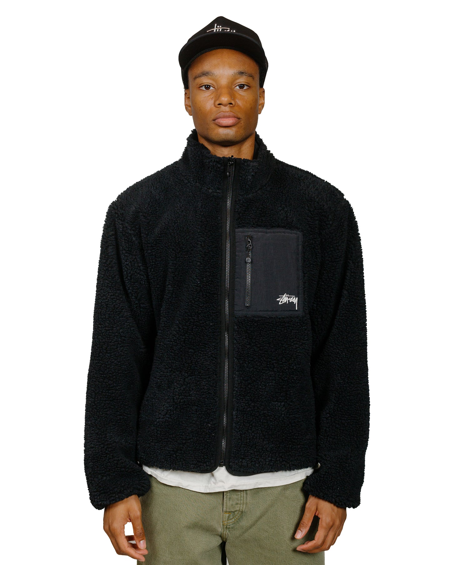 Stüssy Sherpa Reversible Jacket Black model front