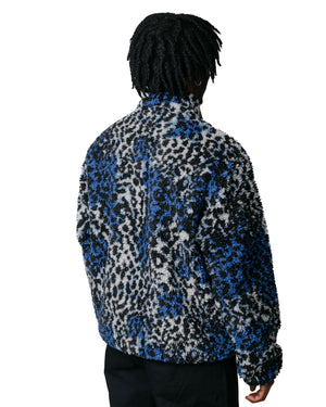 Stüssy Sherpa Reversible Jacket Blue Leopard model back