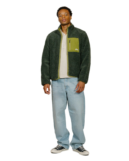 Stüssy Sherpa Reversible Jacket Dark Green model full