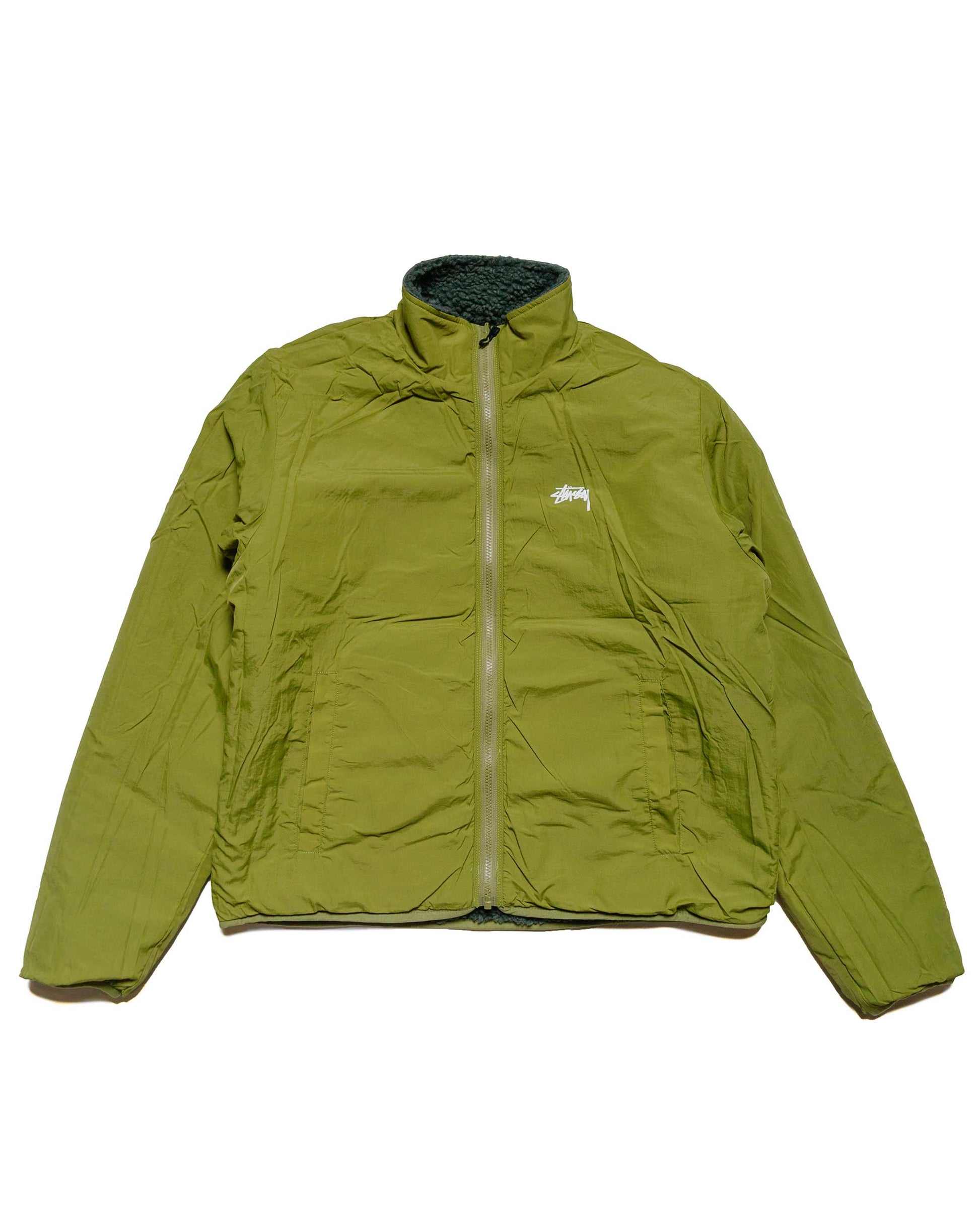 Stüssy Sherpa Reversible Jacket Dark Green reverse