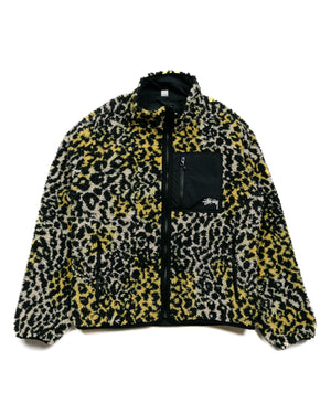 Stüssy Sherpa Reversible Jacket Yellow Leopard