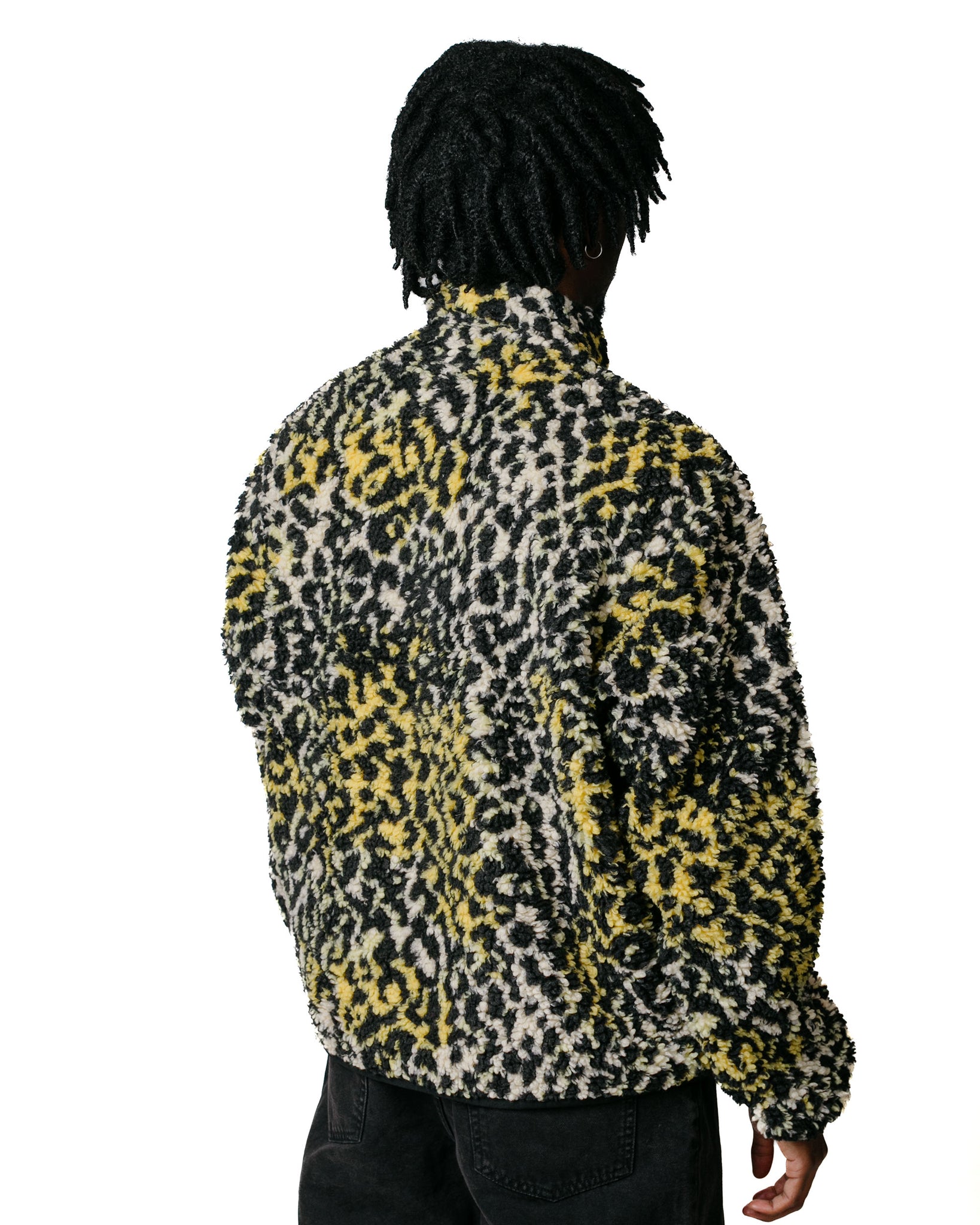 Stüssy Sherpa Reversible Jacket Yellow Leopard model back