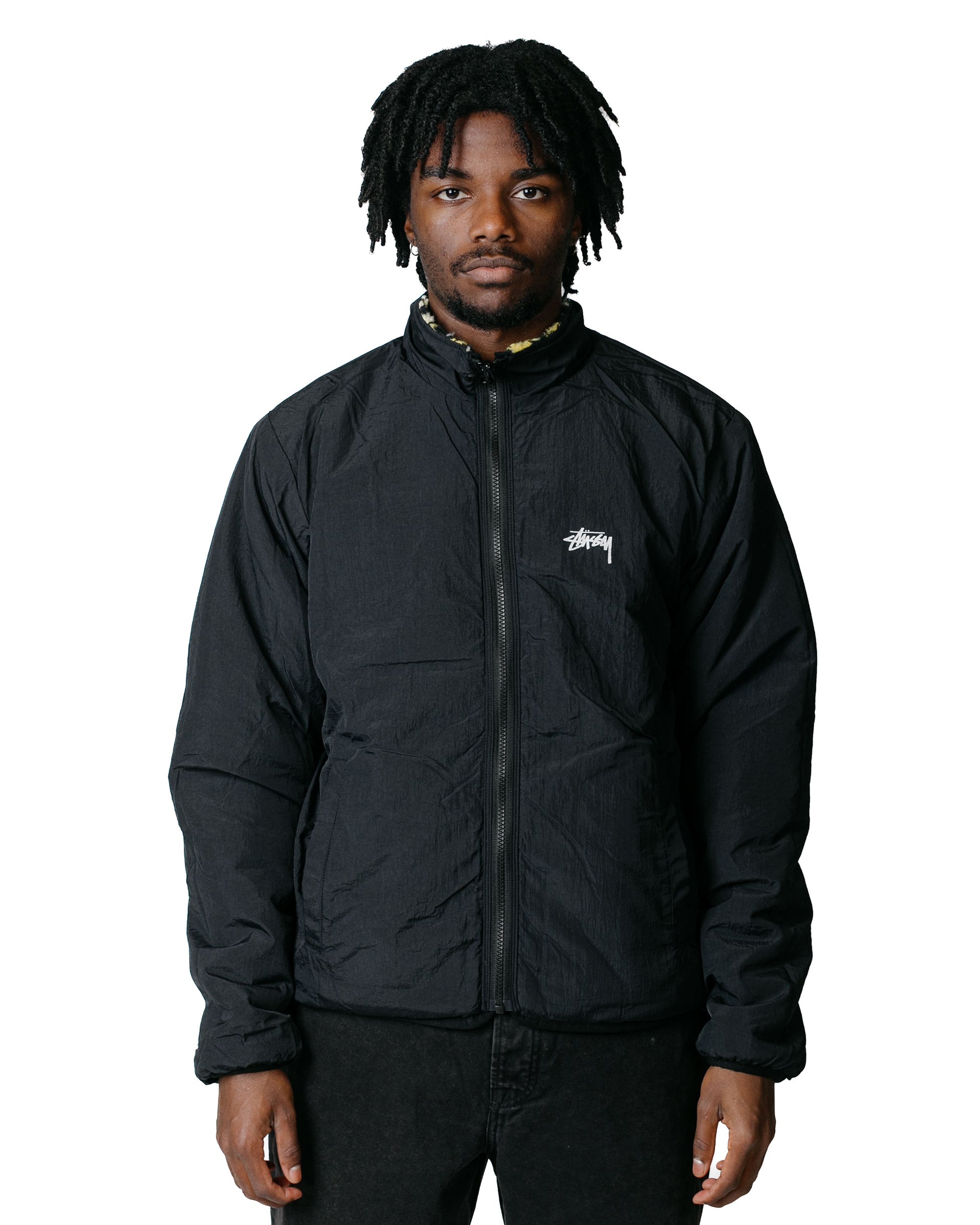 Stüssy Sherpa Reversible Jacket Yellow Leopard1