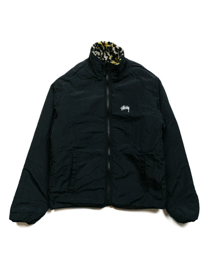 Stüssy Sherpa Reversible Jacket Yellow Leopard reverse