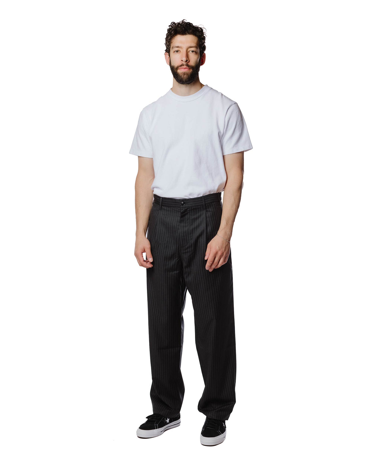 Stüssy ストライプ ボリューム プリーツ トラウザー ライトブラウン
