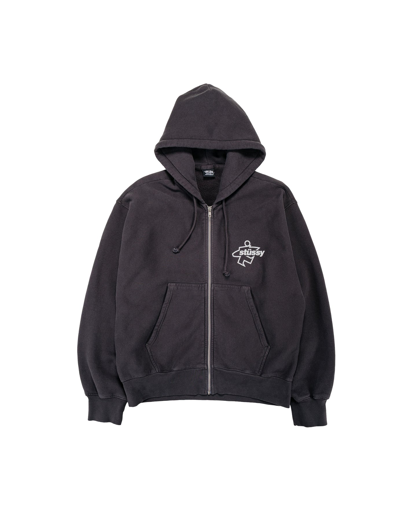 Stüssy Surf Size Garment Dyed Zip Hoodie Faded Black