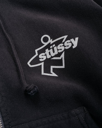 Stüssy Surf Size Garment Dyed Zip Hoodie Faded Black