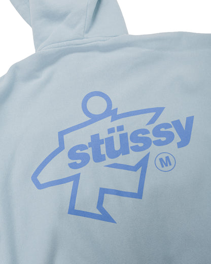 Stüssy Surf Size Garment Dyed Zip Hoodie Sky Blue