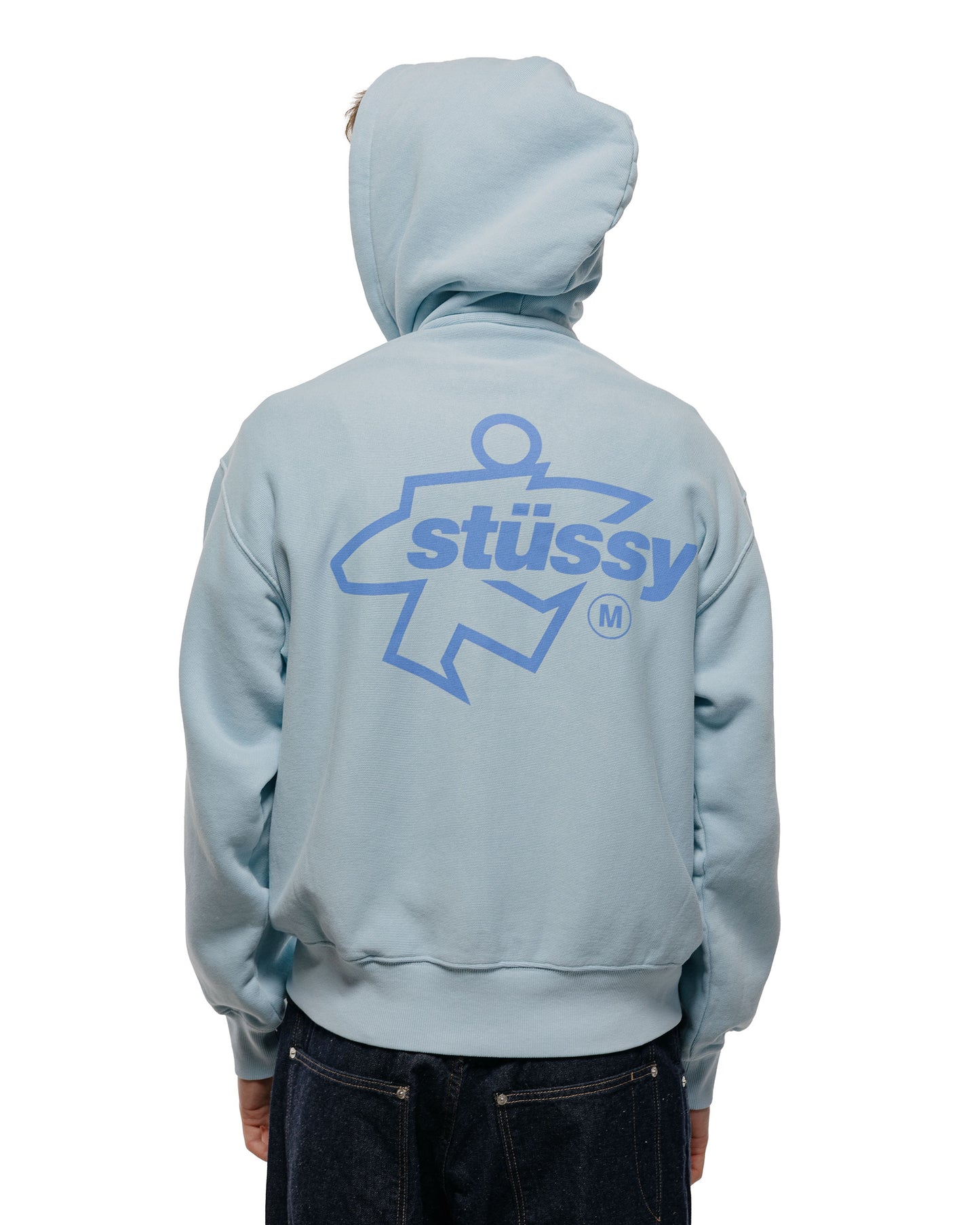 Stüssy Surf Size Garment Dyed Zip Hoodie Sky Blue