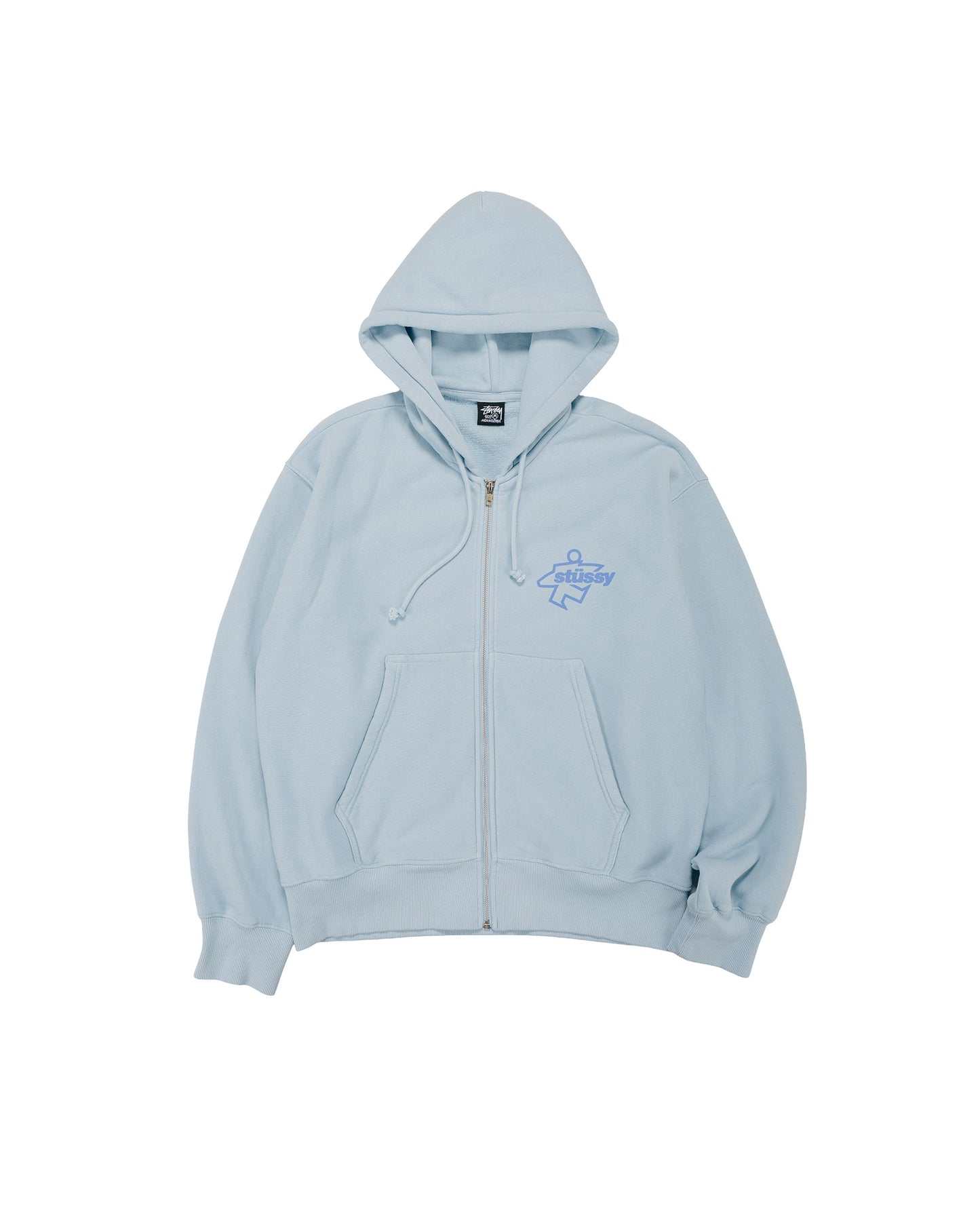 Stüssy Surf Size Garment Dyed Zip Hoodie Sky Blue
