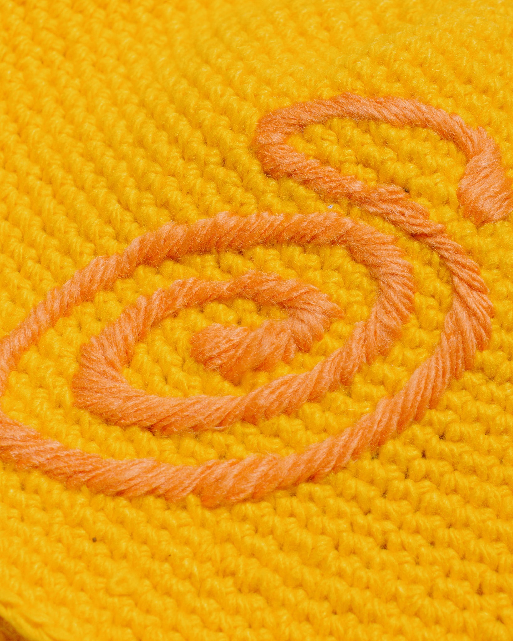 Stüssy Swirly S Knit Bucket Hat Yellow fabric