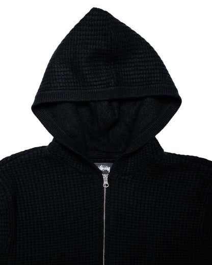 Stüssy Waffle Cashmere Zip Hood Black