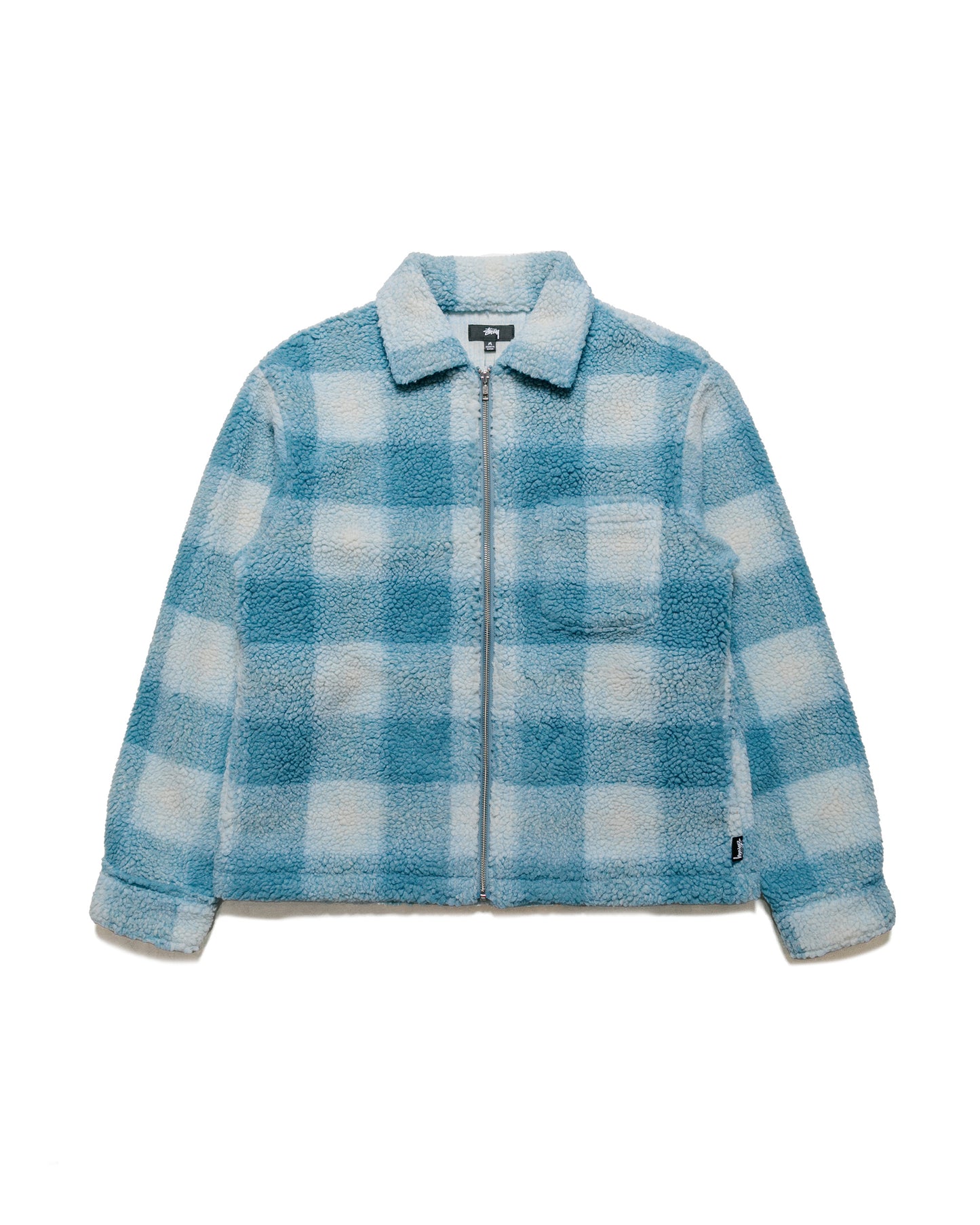 Stüssy Zip Sherpa Shadow Plaid Light Blue