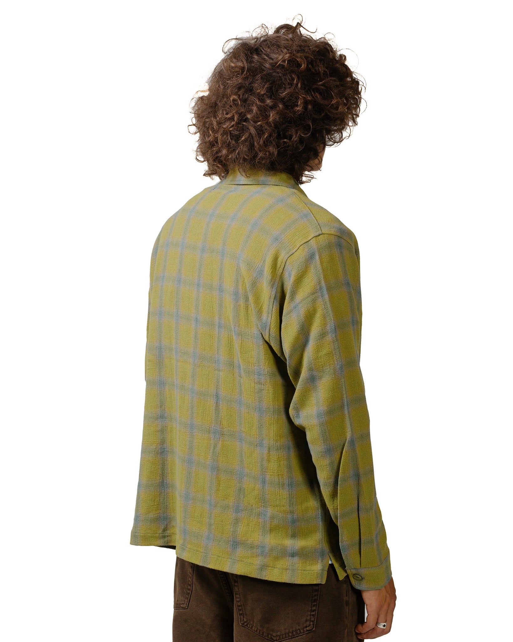 Stüssy Zip Shirt Twisted Yarn Plaid Green model back