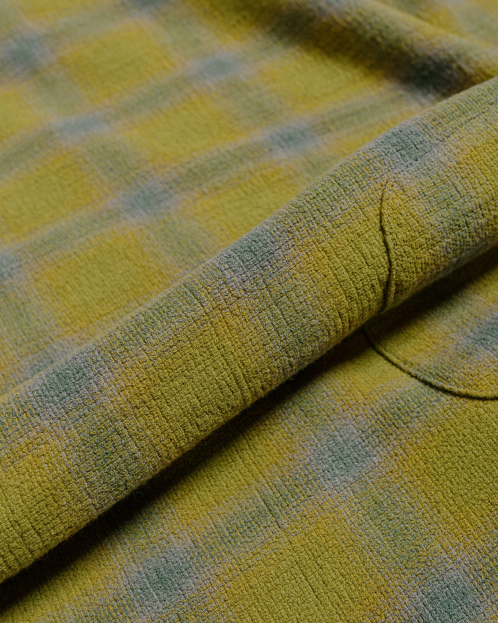 Stüssy Zip Shirt Twisted Yarn Plaid Green fabric