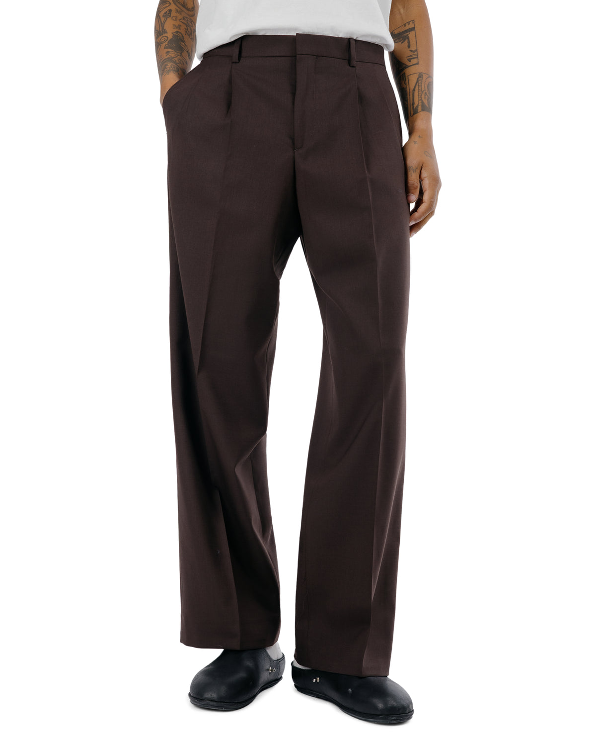 Sunflower Wide Pleated Trouser Brown